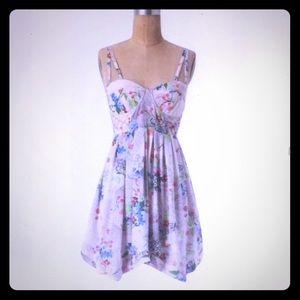 White Lingonberry Floral Silk Bustier Dress